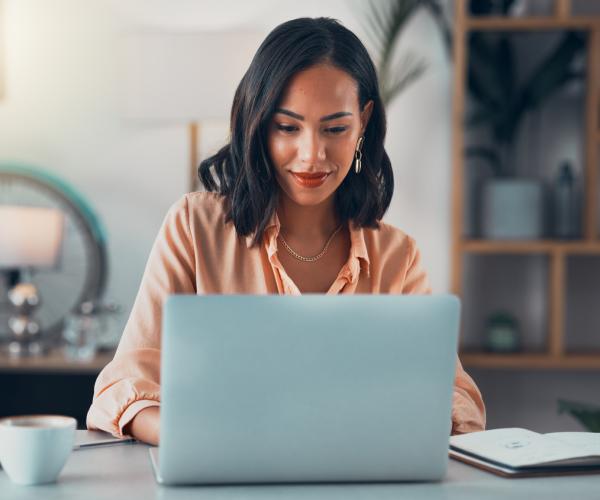 Woman working on laptop