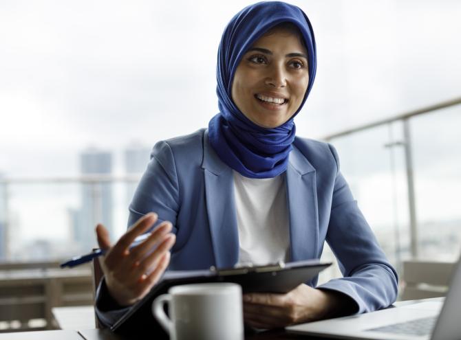Businesswoman in a meeting.